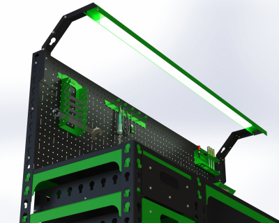 Стол-верстак с тумбой и панелью комплектом освещения