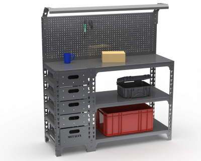 Стол-верстак с тумбой и панелью комплектом освещения